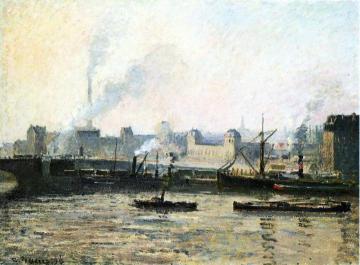 The Saint Sever Bridge at Rouen, Fog Artwork by Camille Pissarro