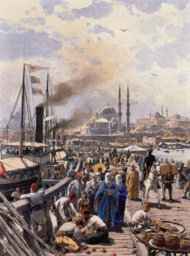 The Old Galatea Bridge Connecting Karakoy To Eminonu Over The Gold Horn, Istanbul Artwork by Themistocles von Eckenbrecher