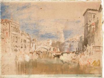 Venice, Looking towards the Rialto Bridge from near the Palazzo Grimani Artwork by Joseph Mallord William Turner