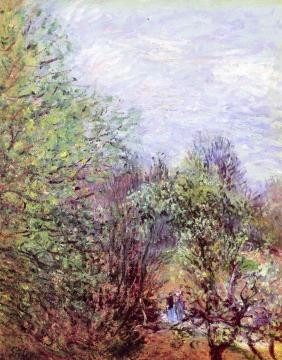 Two Women Walking along the riverbank Artwork by Alfred Sisley
