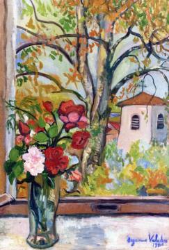 Bouquet Of Flowers In Front Of A Window In Saint-bernard Artwork by Suzanne Valadon