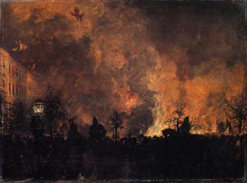 After The Torchlight Procession, Extinguishing Of Torches On The Dönhoffplatz, Berlin Artwork by Adolph von Menzel