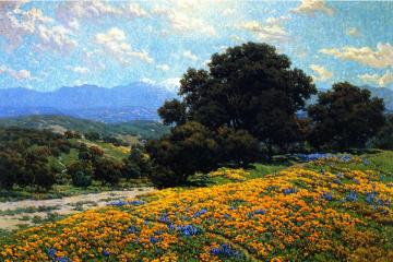 Poppy Field With Oaks And Lupines Artwork by Granville Redmond