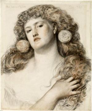 Red Rose and White Artwork by Anthony Frederick Sandys
