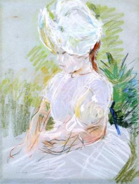 Little Girl in a White Sun Bonnet Artwork by Berthe Morisot