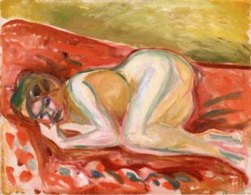 Crouching Nude Artwork by Edvard Munch