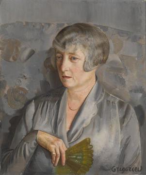 Portrait of Madame Barthelemy with a Green Fan Artwork by Boris Grigoriev