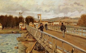 Footbridge at Argenteuil Artwork by Alfred Sisley