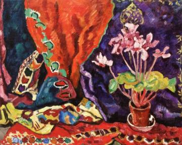 Pots Of Cyclamens With Curtains Artwork by Louis Valtat
