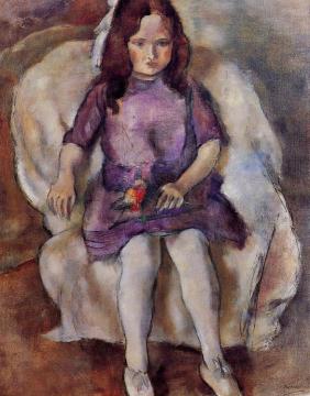 Little Girl with a Bouquet Artwork by Jules Pascin
