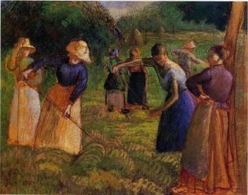 Haymaking in Eragny Artwork by Camille Pissarro