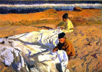 Mending the Sail Artwork by Joaquin Sorolla y Bastida