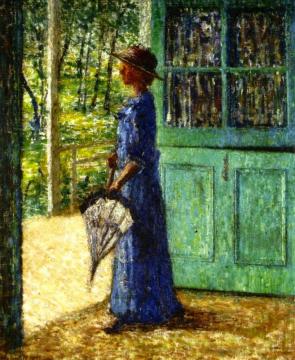 Woman Standing In The Dutch Door Artwork by Helen M. Turner