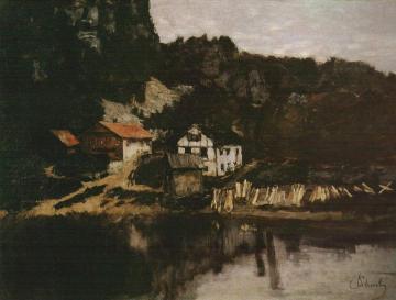 Houses on the slope field, Saut du Doubs Artwork by Carl Eduard Schuch