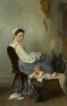 Watching The Kittens Artwork by Adolphe Weisz