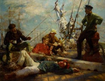 The midday rest sailors yarning Artwork by Henry Scott Tuke