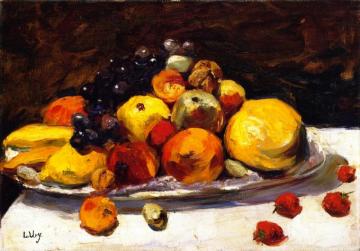 Still Life With Fruit On A White Table Artwork by Lesser Ury