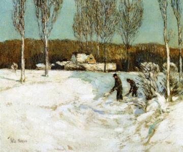 Shoveling Snow, New England Artwork by Frederick Childe Hassam