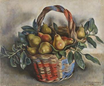 Still Life with a Basket of Pears Artwork by Zinaida Serebriakova