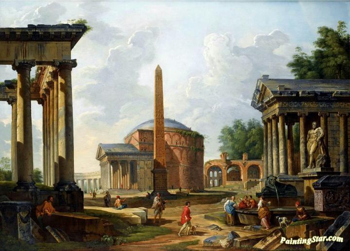 Architectural Capriccio Artwork by Giovanni Paolo Pannini