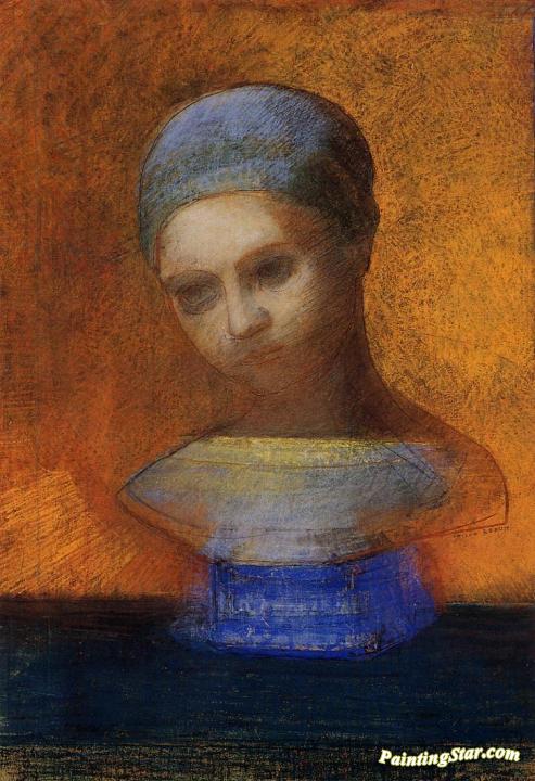 Small Bust of a Young Girl Artwork by Odilon Redon