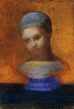 Small Bust of a Young Girl Artwork by Odilon Redon