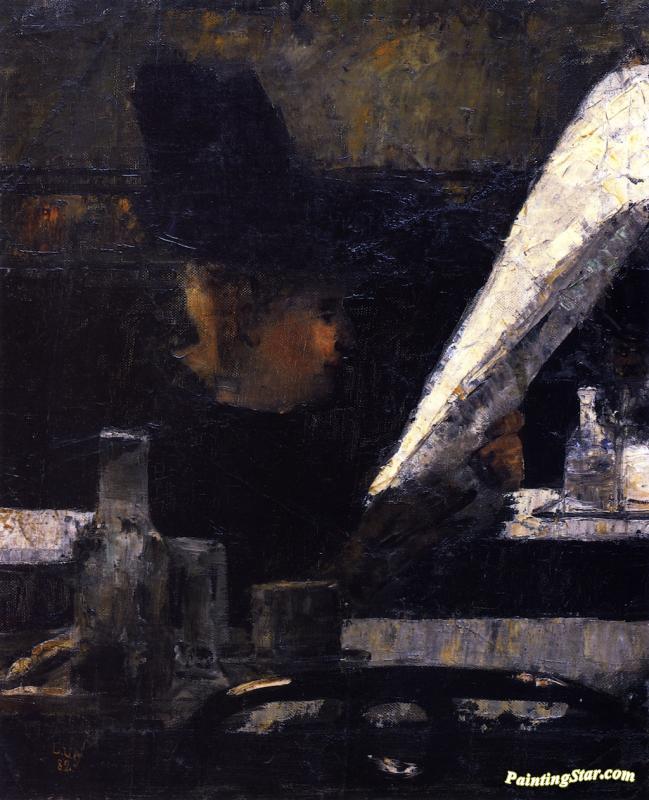 Newspaper Reader In A Café Artwork by Lesser Ury