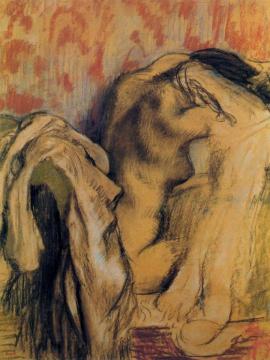 After Bathing, Woman Drying Herself Artwork by Edgar Degas