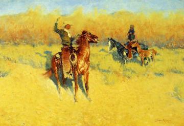 The Long-Horn Cattle Sign Artwork by Frederic Remington