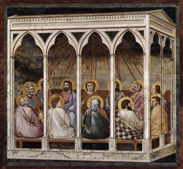 Scenes From The Life Of Christ: 23. Pentecost (cappella Scrovegni (arena Chapel), Padua) Artwork by Giotto di Bondone