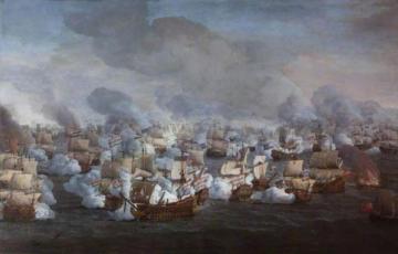 The Battle Of The Texel (kijkuin) 21 August 1673:  The Engagement Of The Two Fleets Artwork by Willem van der Velde the Elder