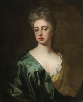 Portrait of an Unknown Lady Wearing a Pale Green Dress with Dark Green Wrap Artwork by Sir Godfrey Kneller