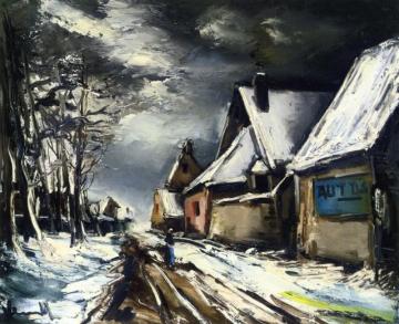 Village Street In The Snow Artwork by Maurice De Vlaminck