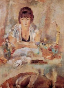 Portrait of Lucy at a Table Artwork by Jules Pascin