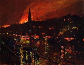 The Alarm, Firelight, Boston Artwork by Frederick Childe Hassam
