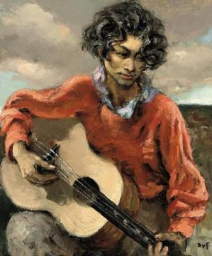 Gypsy With Guitar Artwork by Marcel Dyf