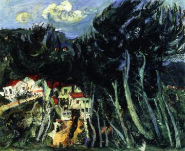Village On The Left, Trees On The Right Artwork by Chaim Soutine