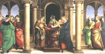 The Presentation In The Temple (oddi Altar, Predella) Artwork by Raphael