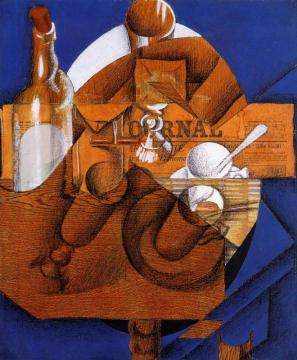 Glass, Cup And Bottle Artwork by Juan Gris
