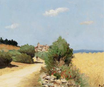 Walking By The Wheatfield Artwork by Marcel Dyf