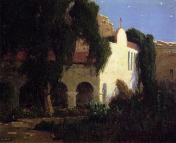 Moonlight, Mission San Juan Capistrano Artwork by Elmer Wachtel