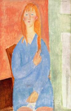 Seated Girl, Untied Hair Artwork by Amedeo Modigliani
