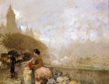 Flower Girl by the Seine, Paris Artwork by Frederick Childe Hassam
