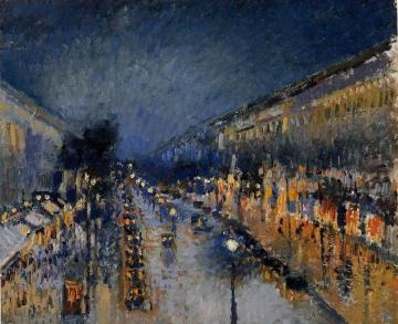 Boulevard Montmartre; Night Effect Artwork by Camille Pissarro