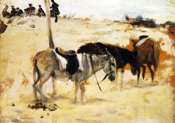 Donkeys in a Moroccan Landscape Artwork by John Singer Sargent