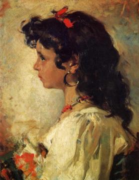 Head of an Italian Girl Artwork by Joaquin Sorolla y Bastida