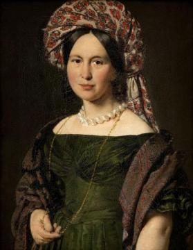 Cathrine Jensen, The Artist’s Wife, Wearing A Turban Artwork by Christian Albrecht Jensen