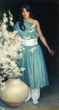 Pueblo Indian Girl With Wild Plum Blossoms Artwork by Bert Geer Phillips