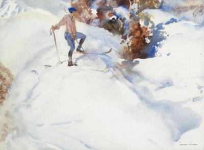 The Skier, Switzerland Artwork by Sir William Russell Flint