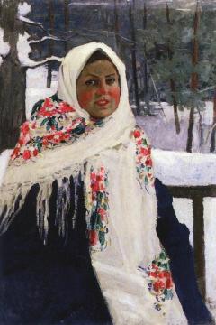 Girl In Russian Shawl Artwork by Igor Grabar